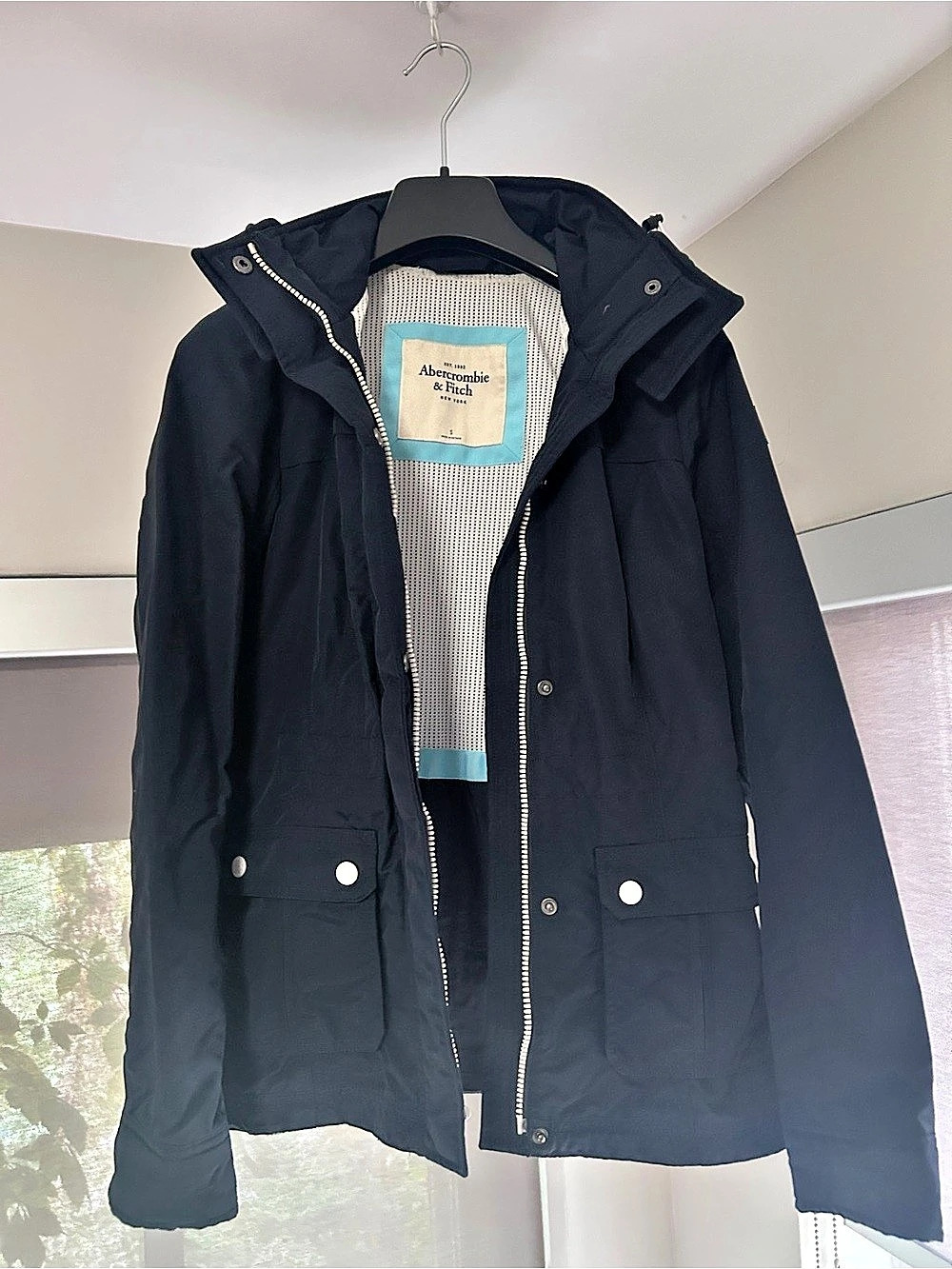 Abercrombie & Fitch Women'Small Hooded Utility/rain Jacket in Dark Blue Size S